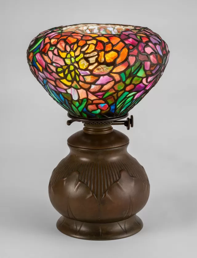 Elaborate Peony Tiffany Lamp