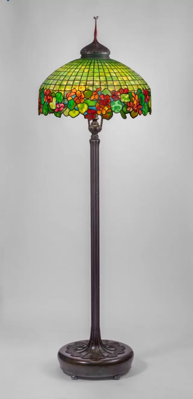 Nasturtium Border Tiffany Floor Lamp