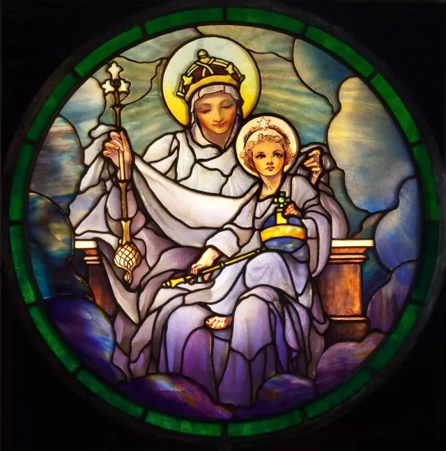 Salve Regina Tiffany glass