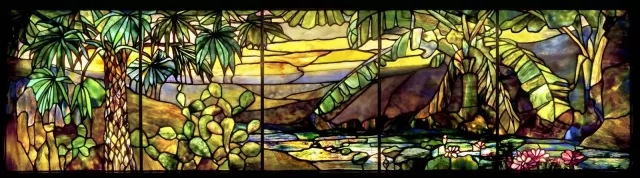 Tropical Landscape Tiffany glass