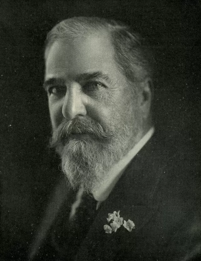 Black and white photo of Louis C. Tiffany