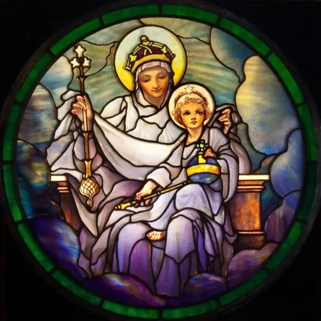 Tiffany glass showing the Madonna and Child