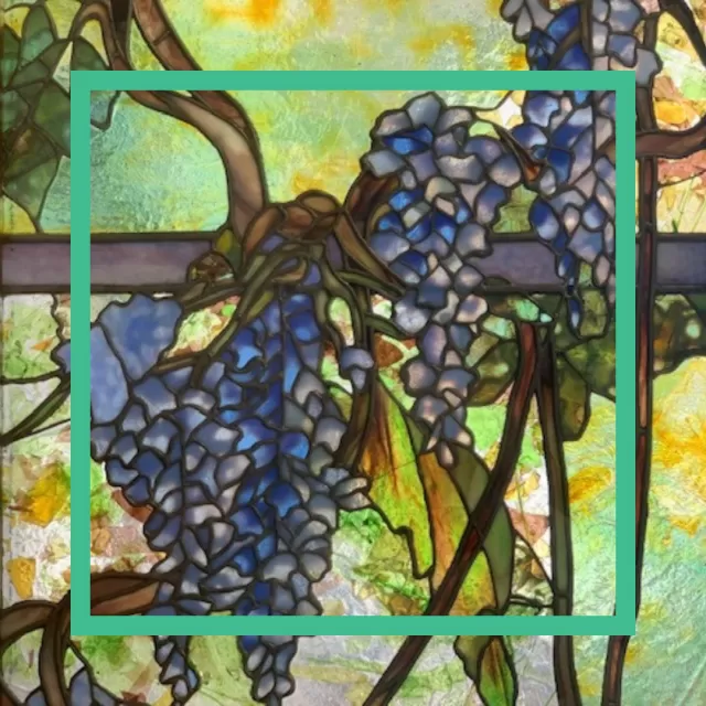 Detail of Tiffany Wisteria window at Oshkosh Public Museum